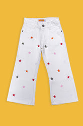 Girls Bell Bottom Embroidered Pant
